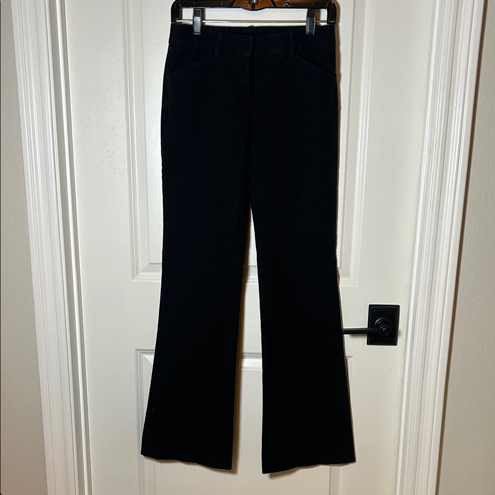 Theory Women’s Black Flair Leg Stetch Low Rise Dress Pants Size 0